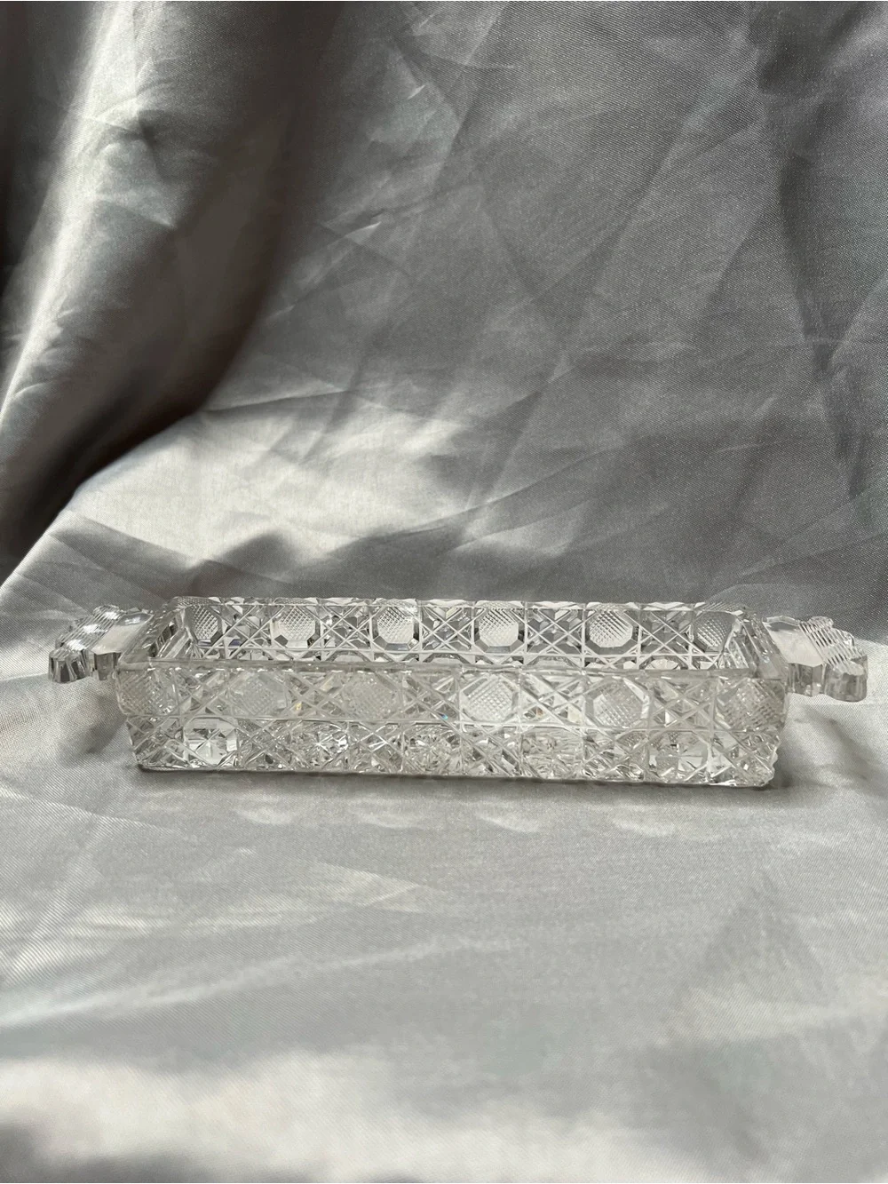 Lead Crystal Rectangular Serving Tray - Clear Cut